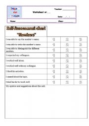 English worksheet: Self-assessment - Numbers