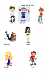 English Worksheet: clothes-who is who game