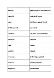 English Worksheet: Character synonyms