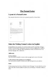 English Worksheet: the formal letter