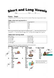 English Worksheet: Short and Long Vowels