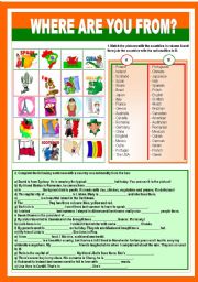 English Worksheet: Where are you from?