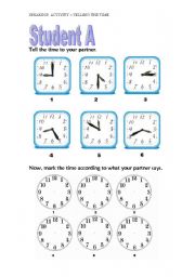 English Worksheet: Telling the time speaking
