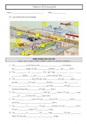 English Worksheet: Means of transport: fill in the gaps