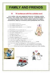 English Worksheet: Family life - vocabulary task 