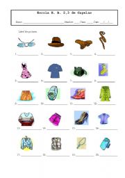 English Worksheet: Identify clothes, footwear and acessories