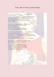 English worksheet: Lady in red by Chris de Burgh song