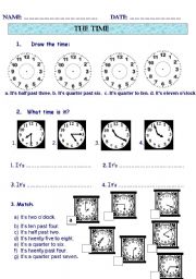 English Worksheet: WHAT TIME IS IT?