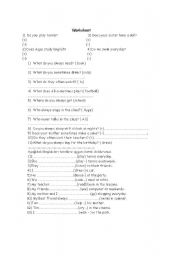 English worksheet: simple present tense