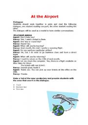 English Worksheet: At the airport ! PART 1