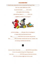 English Worksheet: A halloween story