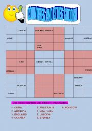 English Worksheet: countries and cities sudoku