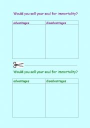 English worksheet: Would you sell your soul for inmortality?