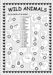 English Worksheet: WILD ANIMALS