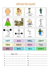 English Worksheet: OPPOSITES