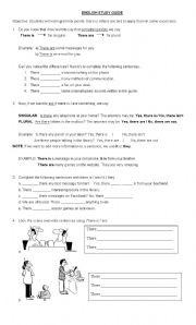 English Worksheet: there is / are