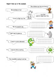 English Worksheet: reported speech (present)