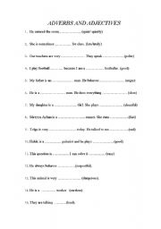 English Worksheet: adverbs and adjectives