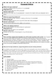 English Worksheet: Paragraph writing