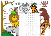English Worksheet: In the Jungle