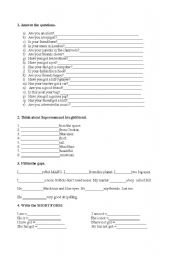 English worksheet: present simple of to be