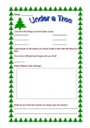 English worksheet: Under a tree