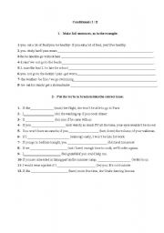 English Worksheet: Conditionals - I and II type
