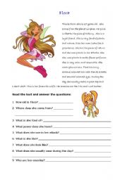 Flora Winx - reading comprehension - simple present tense