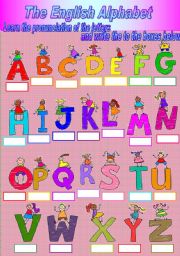 English Worksheet: The English Alphabet part 1 (B&W version included)