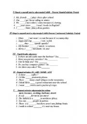 English Worksheet: present simple ,present continuous, some /any