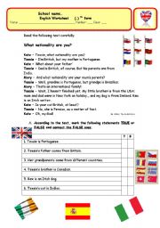 English Worksheet: Countries and nationalities