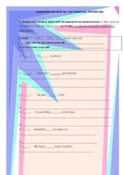 English Worksheet: verb be and personal pronouns for beginners