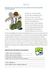 English Worksheet: Ben 10 - reading comprehension - simple present tense