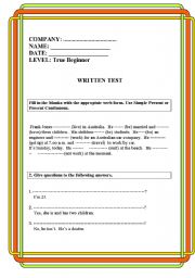 English Worksheet: Business English Test for Beginners
