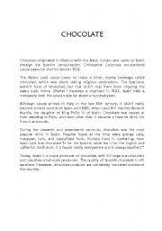 CHOCOLATE - ESL worksheet by mspatty