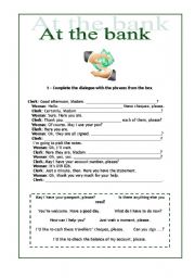 English Worksheet: At the bank