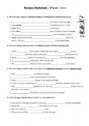 Grammar revision Worksheet - 8th grade
