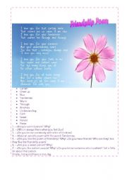 English Worksheet: A friendship poem!