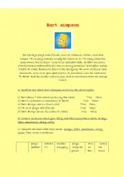 English Worksheet: Reading comprehension about Bart Simpson