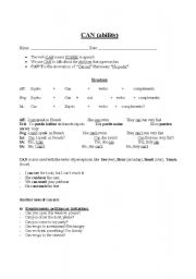 English Worksheet: Can for ability