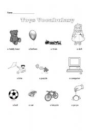 English Worksheet: Toys Pictionary