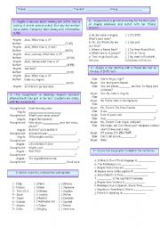 English Worksheet: review - personal information, time, countries and nationalities