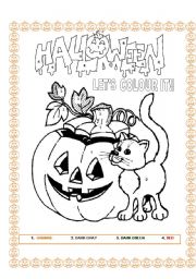 English Worksheet: HALLOWEEN - LETS COLOUR IT!!!