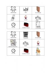 English Worksheet: Furniture Bingo