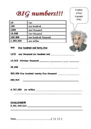 English Worksheet: Big numbers