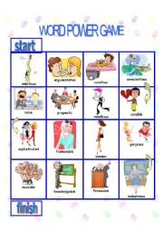 English Worksheet: Adjective Word Power Game