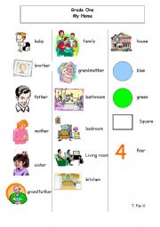 English worksheet: family and house