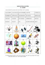 English Worksheet: Sports ans Leisure Activities