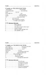 English Worksheet: Simple Past - verb  to be