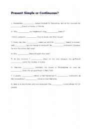 English Worksheet: present simple and continuous